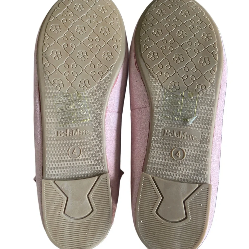 Big Girls' Pink Crisscross Faux Suede  Ballet Flats Sz 4